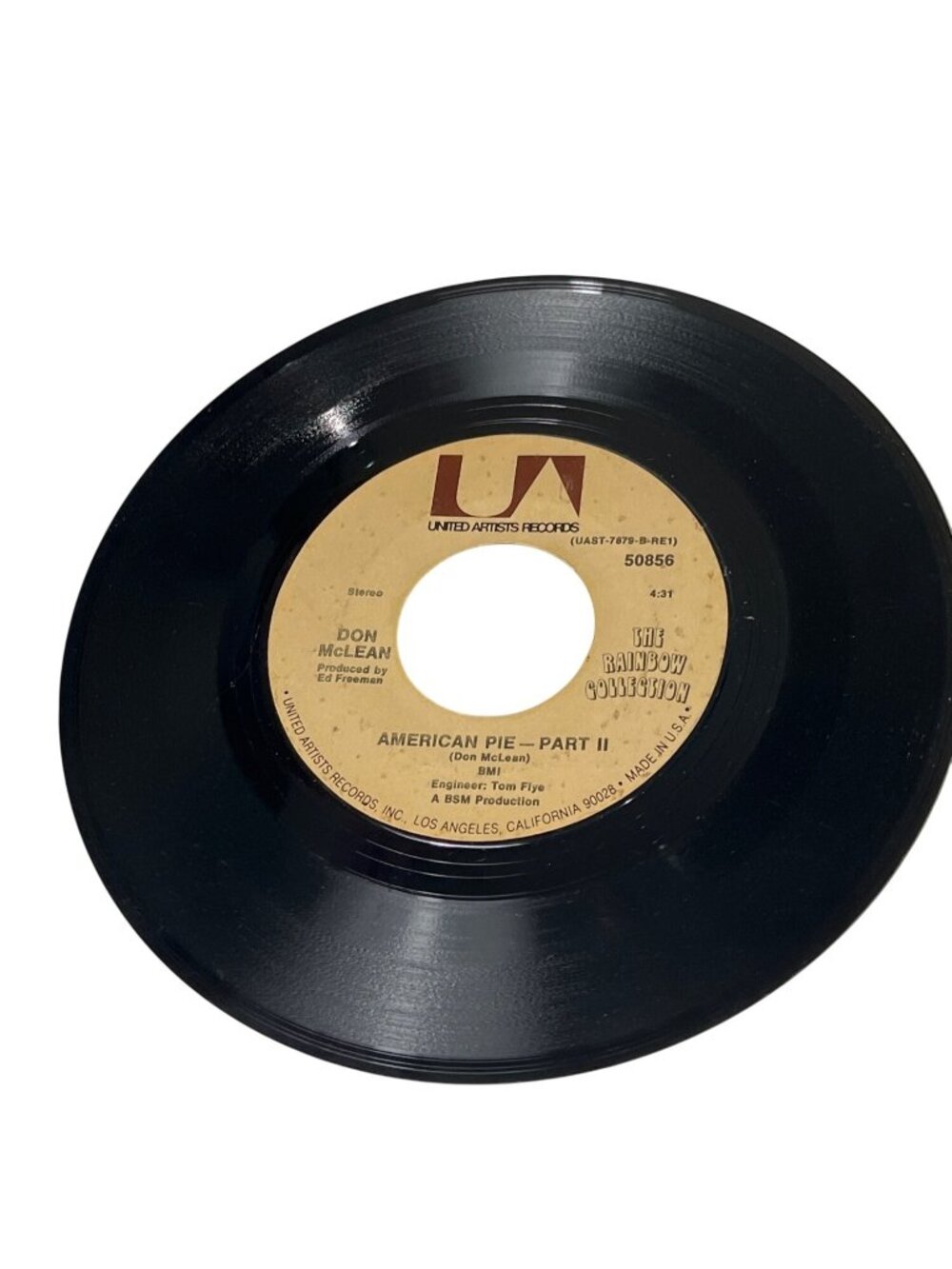 Don McLean American Pie Part I & II 7" Vinyl Record United Artists 50856 USA R69